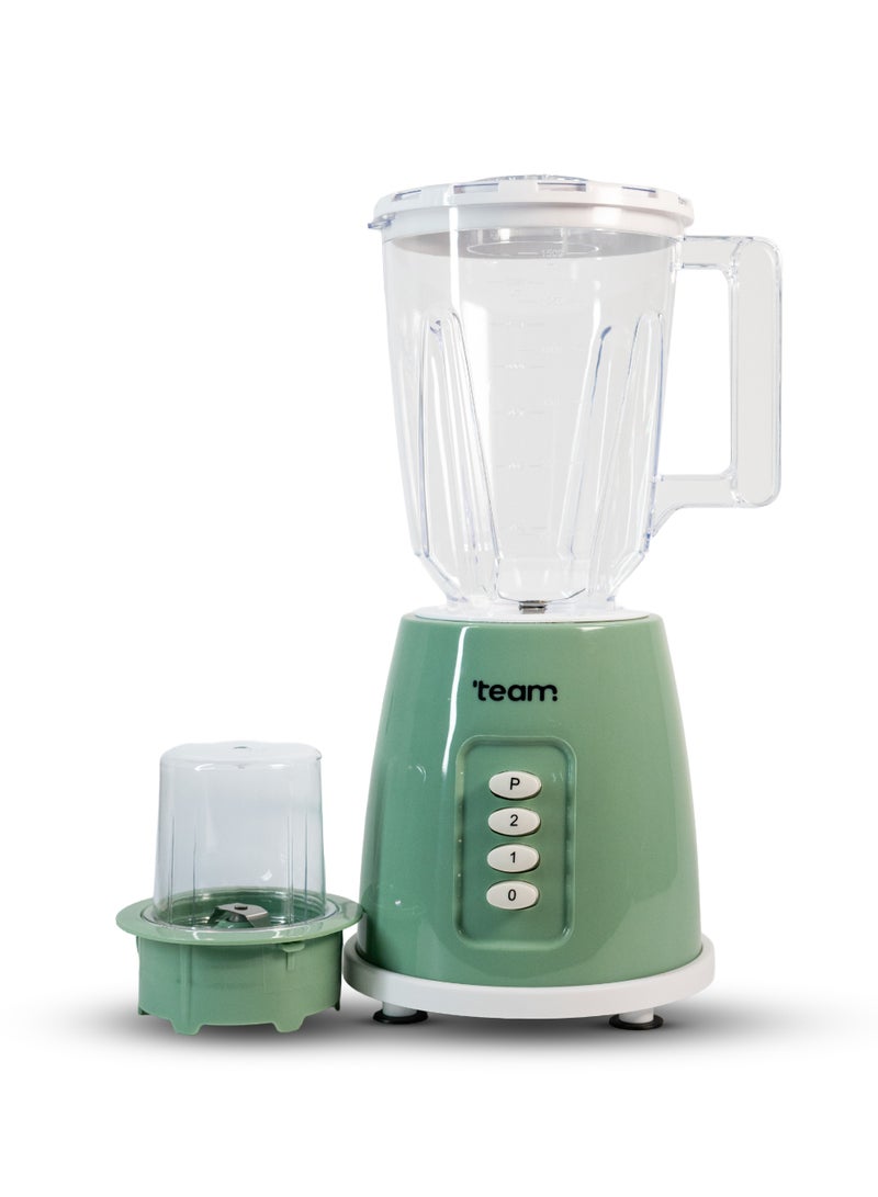 تيم Team 1.5L Blender with Plastic Jar, 2-Speed + Pulse Function, Stainless Steel Blade, 300W Powerful Motor, Easy-to-Clean, Durable Kitchen Appliance - Image 1